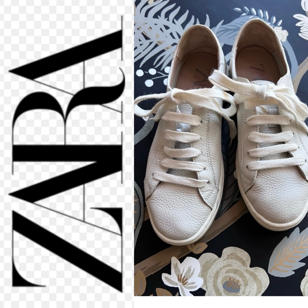 Zara white Leather sneakers sz 6